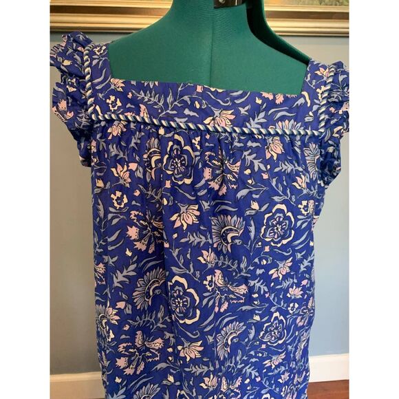 Vineyard Vines Blue Paisley Floral Ruffle Sleeve Summer Dress, Girl's size XL - Picture 5 of 5